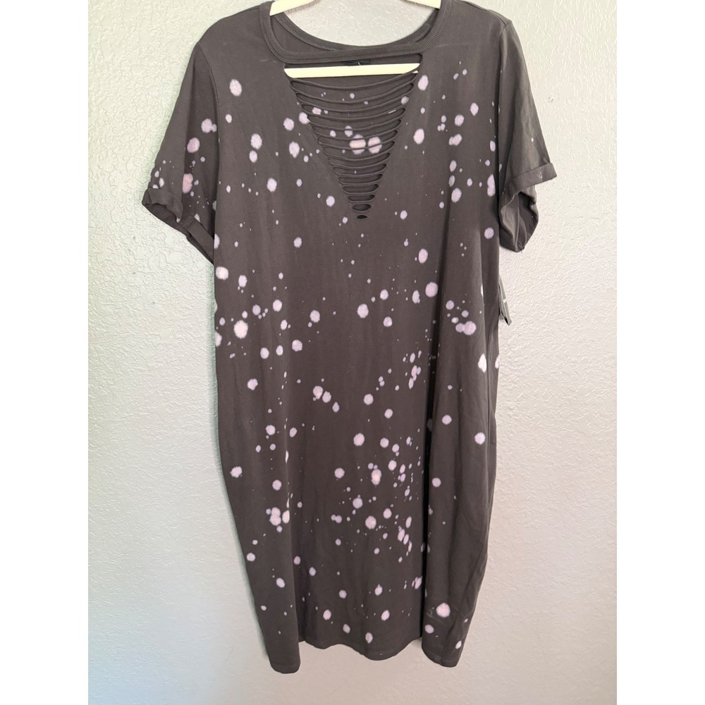 Torrid Mini Jersey Destructed Front Tshirt Dress Phantom Splatter 1X 14-16 NEW
